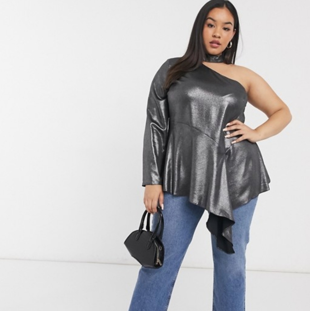 Asos metallic woven top